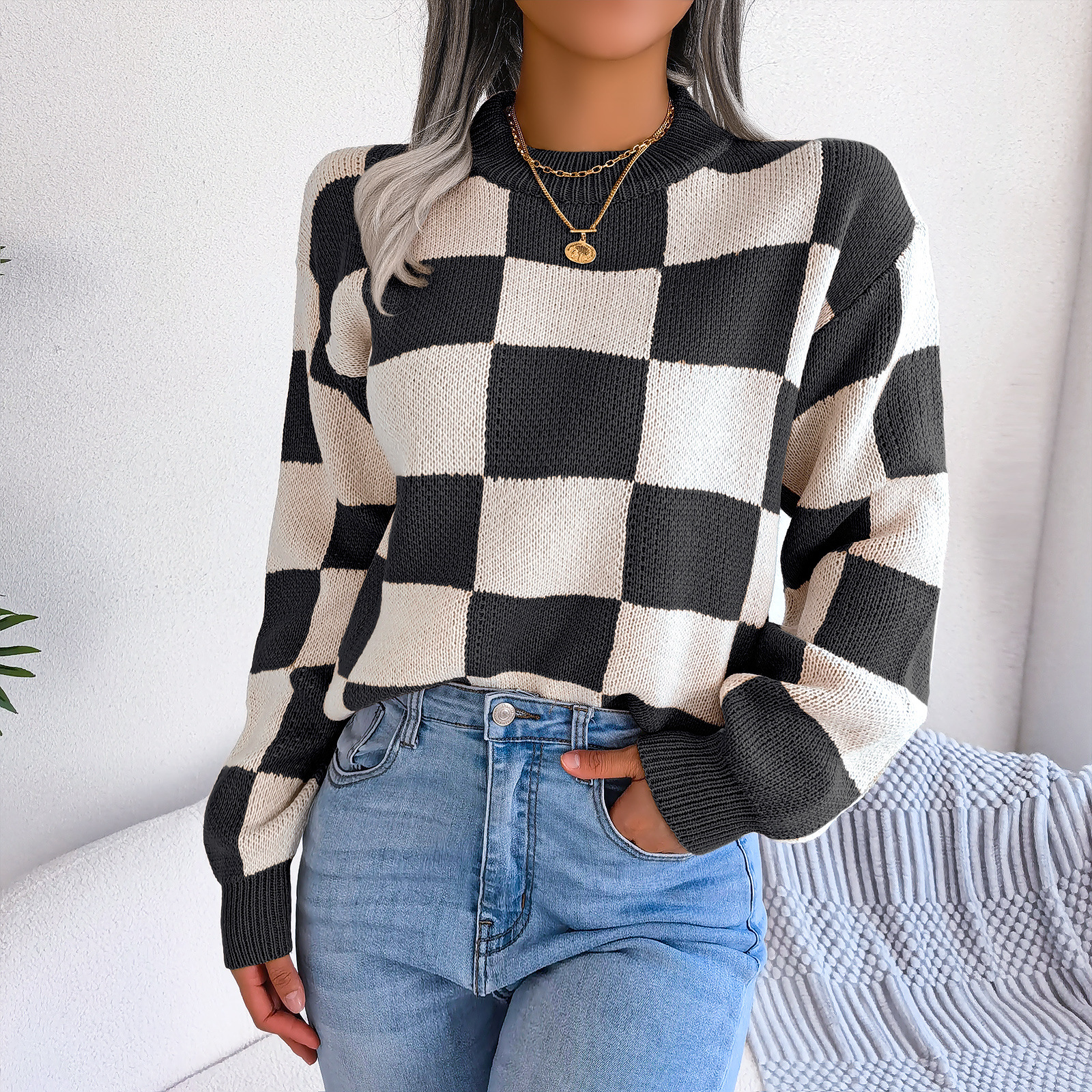 Women's Sweater Long Sleeve Sweaters & Cardigans Casual Lattice display picture 18