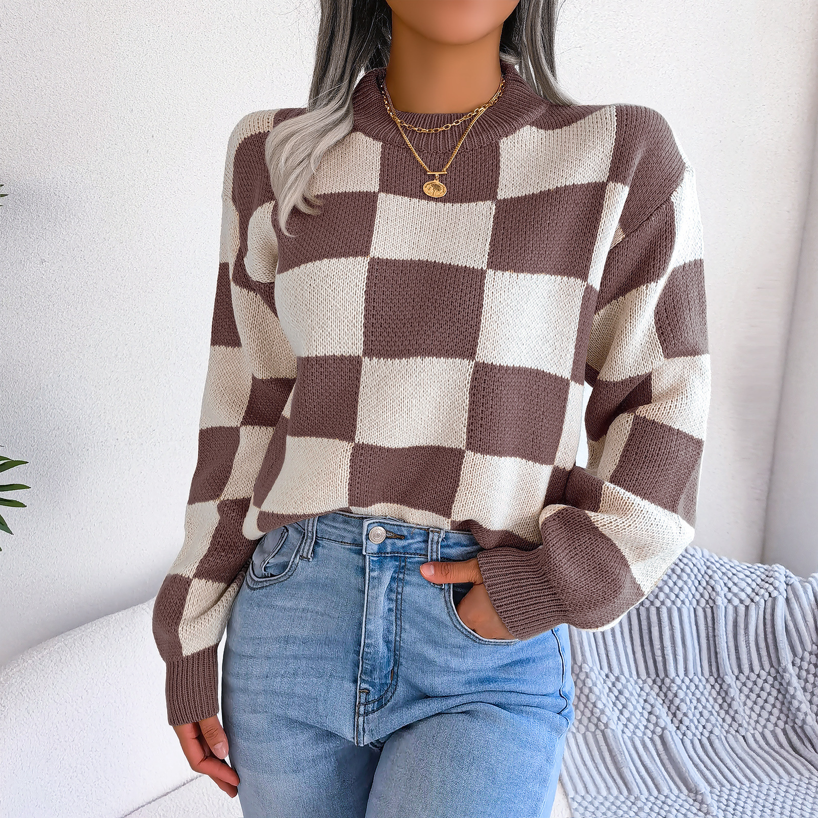 Women's Sweater Long Sleeve Sweaters & Cardigans Casual Lattice display picture 19