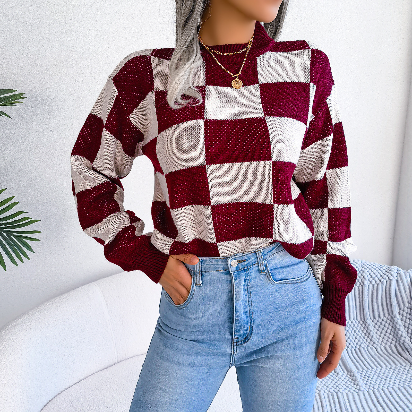 Women's Sweater Long Sleeve Sweaters & Cardigans Casual Lattice display picture 22