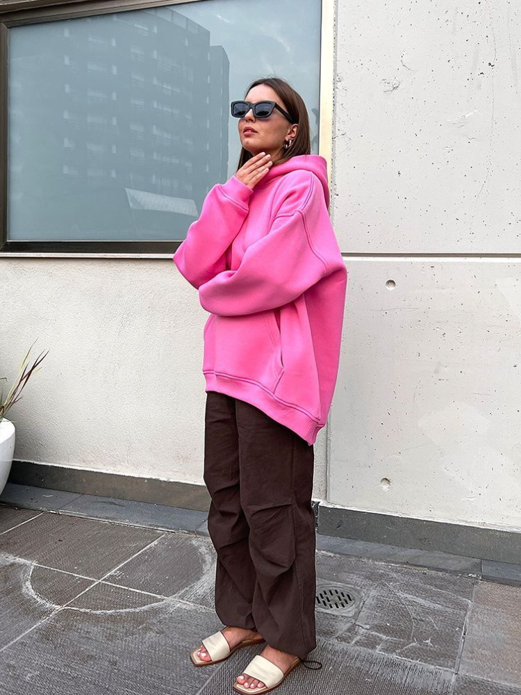 Frau Kapuzenpullover Lange Ärmel Hoodies & Sweatshirts Tasche Einfacher Stil Einfarbig display picture 34