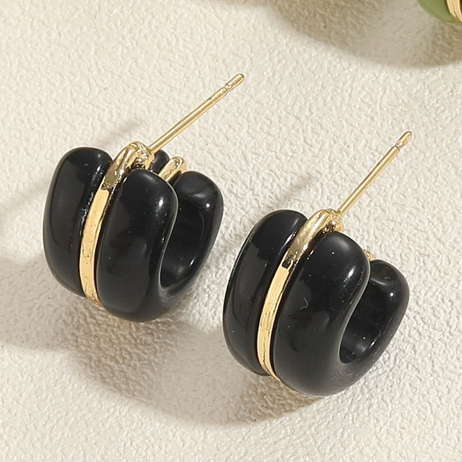 1 Pair Simple Style C Shape Twist Plating Resin Metal Copper 14k Gold Plated Ear Studs display picture 3