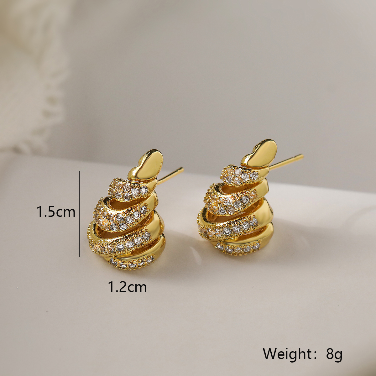 1 Pair Simple Style C Shape Water Droplets Solid Color Plating Inlay Copper Zircon 18k Gold Plated Ear Studs display picture 2