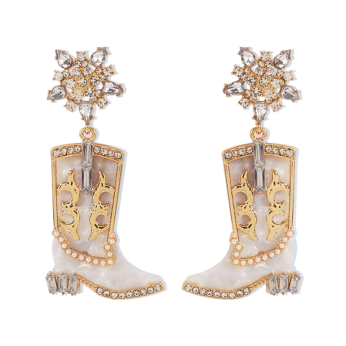 1 Pair Cowboy Style Simple Style Boots Plating Inlay Alloy Rhinestones Drop Earrings display picture 1
