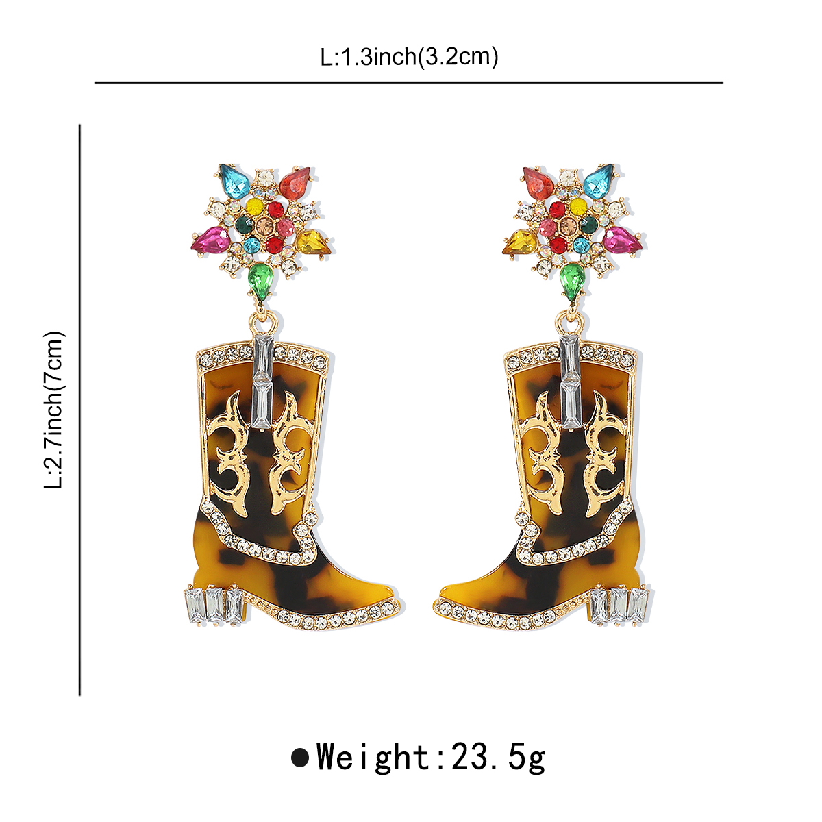 1 Pair Cowboy Style Simple Style Boots Plating Inlay Alloy Rhinestones Drop Earrings display picture 9