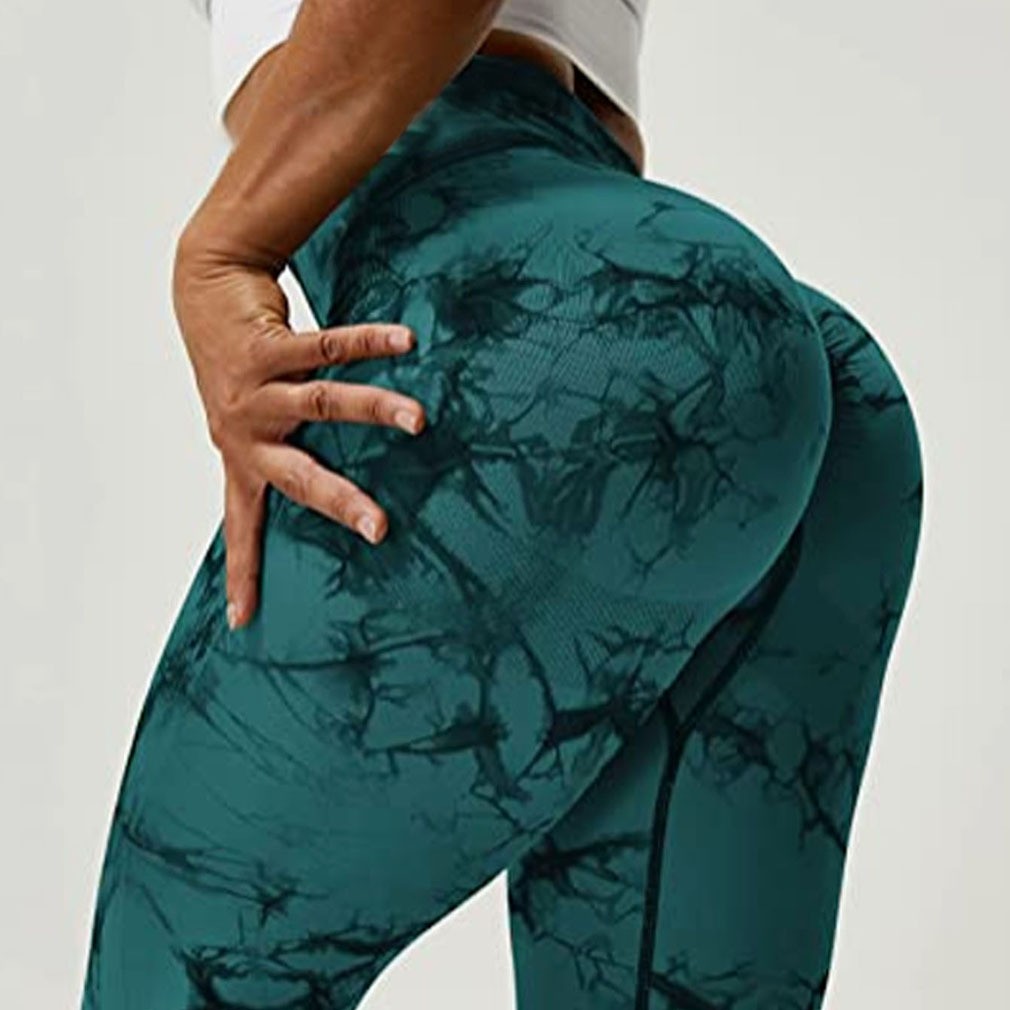 Sexy Des Sports Teinture Par Cravate Spandex Polyester Actif Bas Pantalons Moulants display picture 2