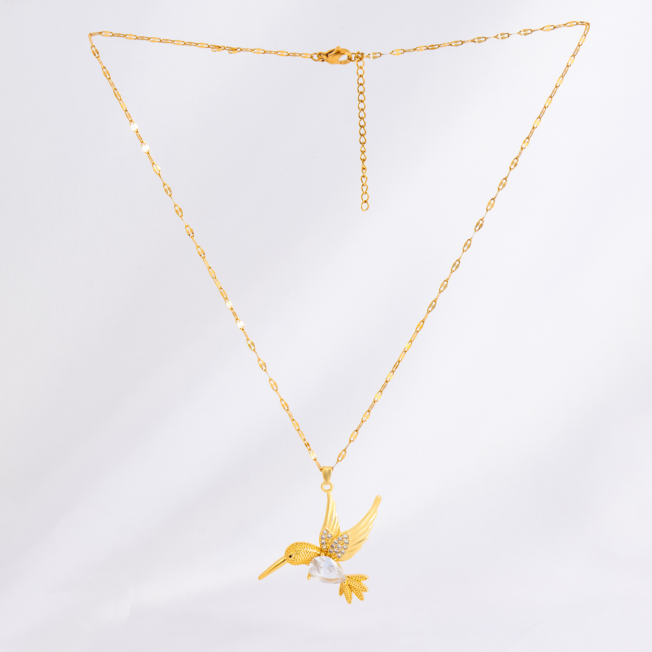 Acero Inoxidable Chapados en oro de 18k Estilo Vintage Enchapado Embutido Pájaro Diamantes De Imitación Circón Collar Colgante display picture 3