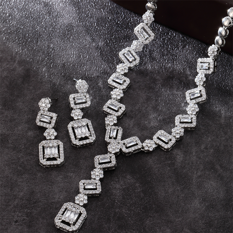 Copper Elegant Bridal Sweet Tassel Plating Inlay Geometric Round Water Droplets Zircon Jewelry Set display picture 21