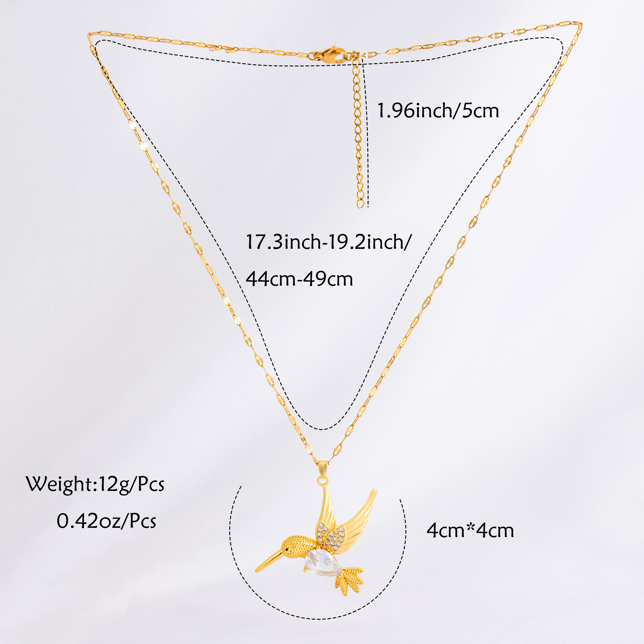 Acero Inoxidable Chapados en oro de 18k Estilo Vintage Enchapado Embutido Pájaro Diamantes De Imitación Circón Collar Colgante display picture 1