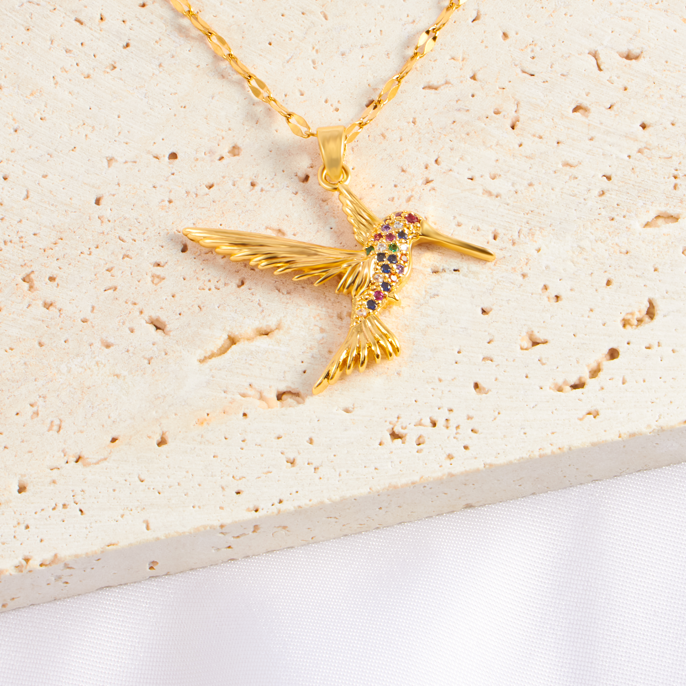 Acero Inoxidable Chapados en oro de 18k Estilo Vintage Enchapado Embutido Pájaro Diamantes De Imitación Circón Collar Colgante display picture 8