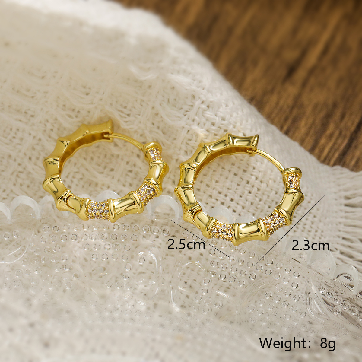 1 Pair Simple Style Geometric Leaves Plating Inlay Copper Zircon 18k Gold Plated Hoop Earrings display picture 2
