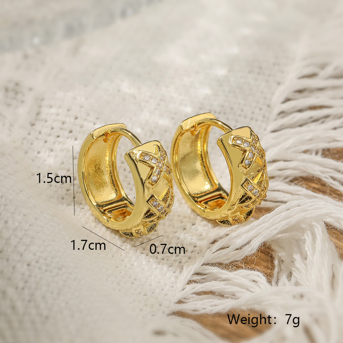 1 Pair Simple Style Geometric Leaves Plating Inlay Copper Zircon 18k Gold Plated Hoop Earrings display picture 3
