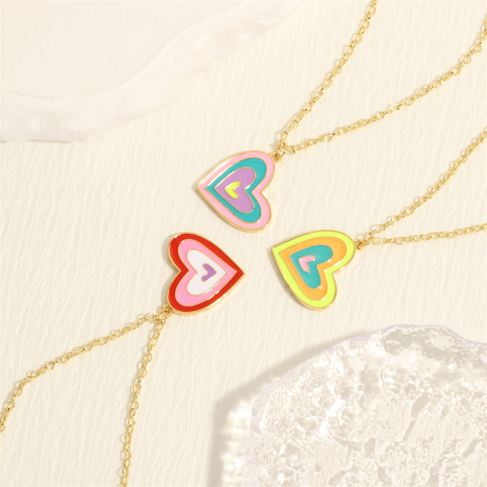 Romantic Simple Style Heart Shape Copper Enamel Plating 18k Gold Plated Pendant Necklace display picture 5