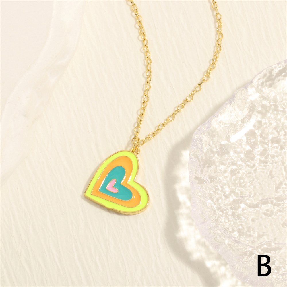 Romantic Simple Style Heart Shape Copper Enamel Plating 18k Gold Plated Pendant Necklace display picture 7