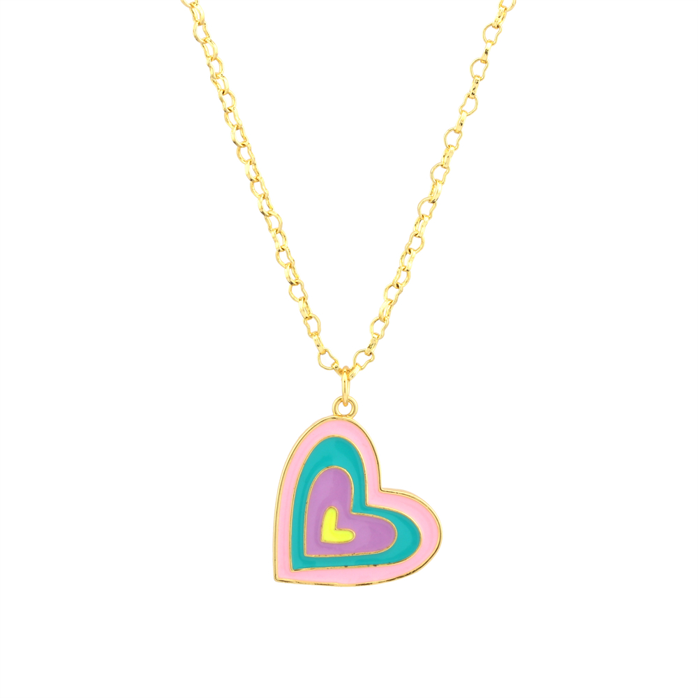 Romantic Simple Style Heart Shape Copper Enamel Plating 18k Gold Plated Pendant Necklace display picture 2