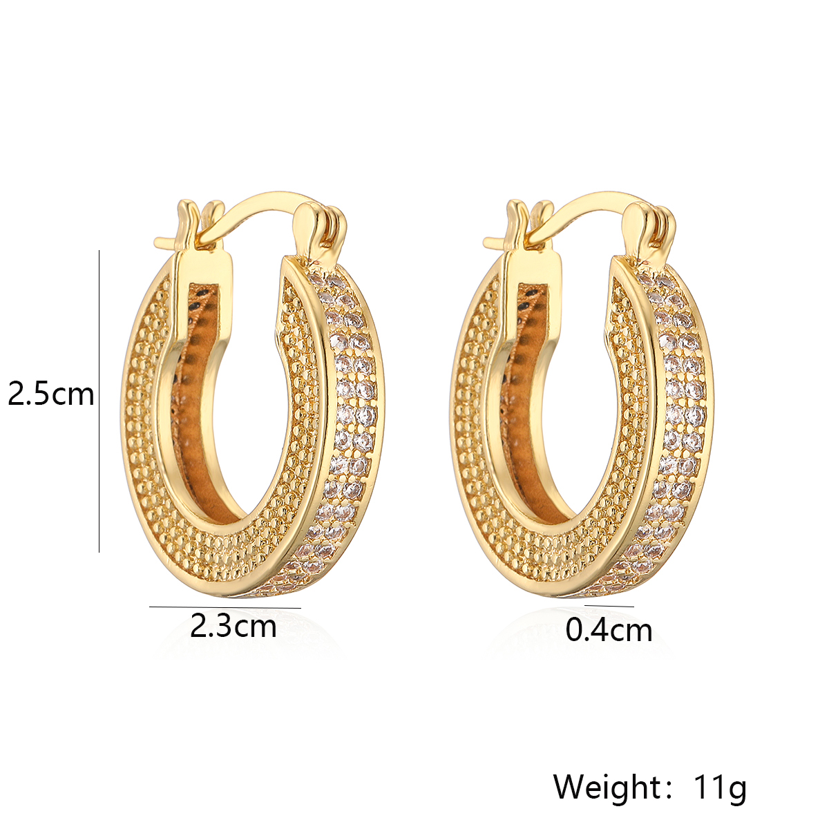 1 Pair Simple Style Geometric Solid Color Plating Inlay Copper Zircon 18k Gold Plated Hoop Earrings display picture 1