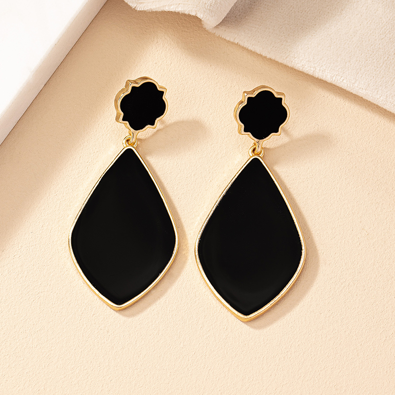 1 Pair Ig Style Retro Geometric Water Droplets Enamel Plating Alloy Gold Plated Drop Earrings display picture 5
