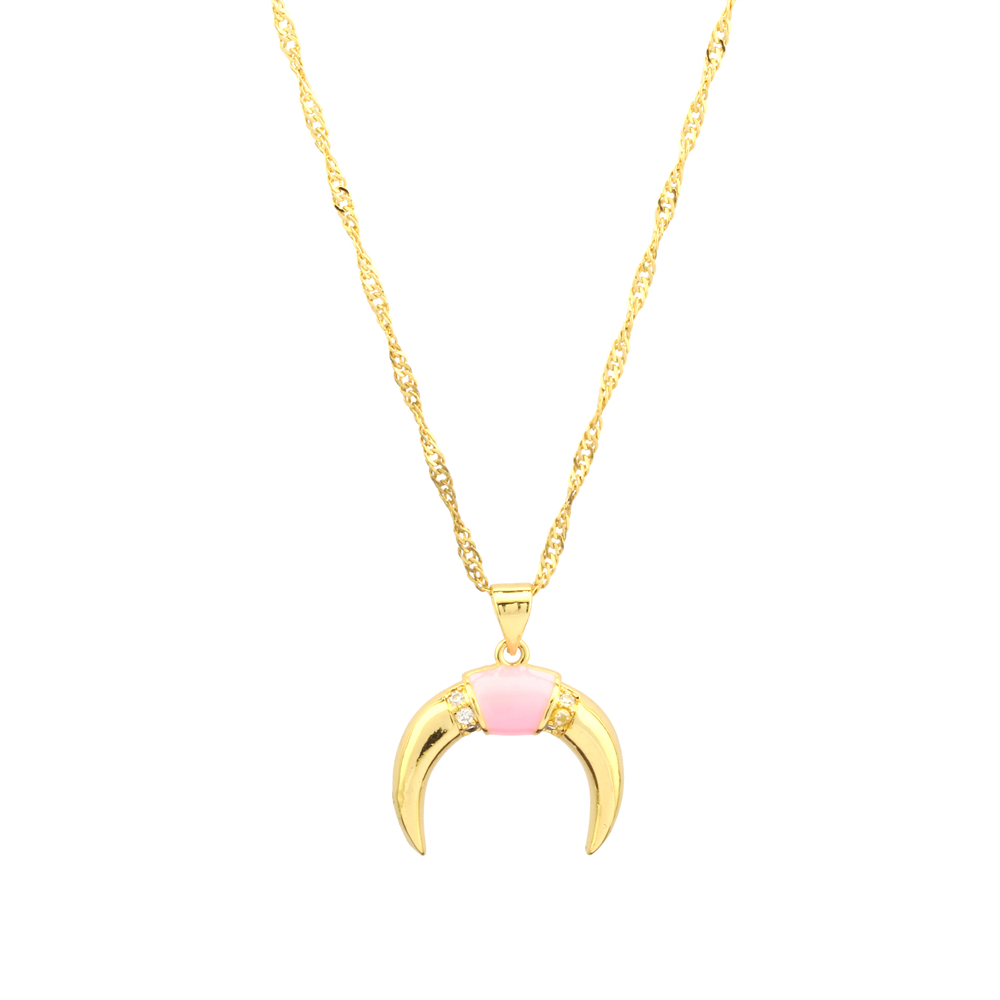 Simple Style Moon Copper Enamel Plating Inlay Zircon 18k Gold Plated Pendant Necklace display picture 2