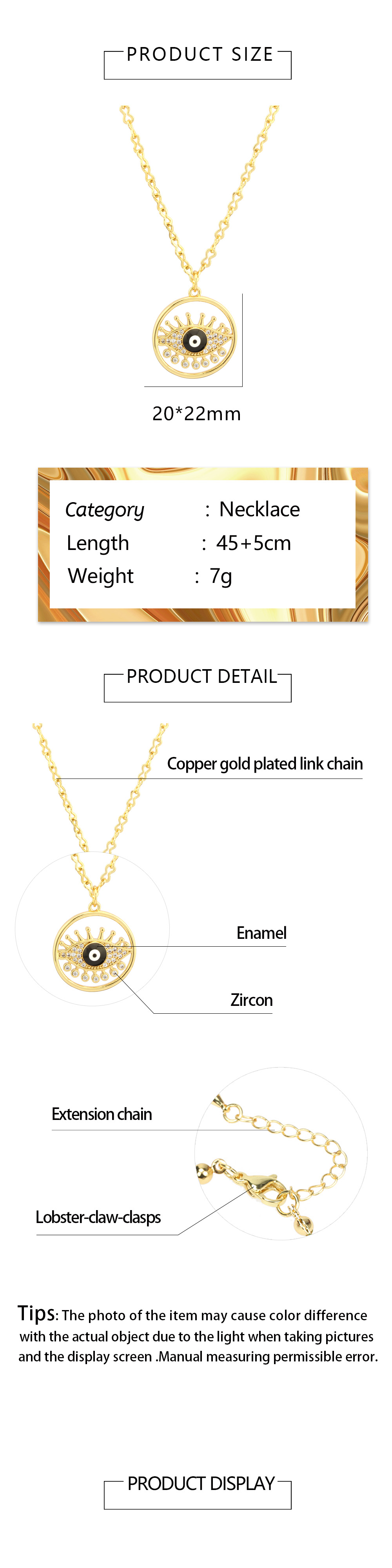 Exaggerated Simple Style Devil's Eye Copper Plating Inlay Zircon 18k Gold Plated Pendant Necklace display picture 1
