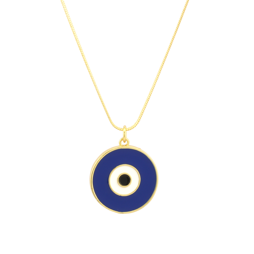 Retro Simple Style Eye Copper Enamel Plating 18k Gold Plated Pendant Necklace display picture 2