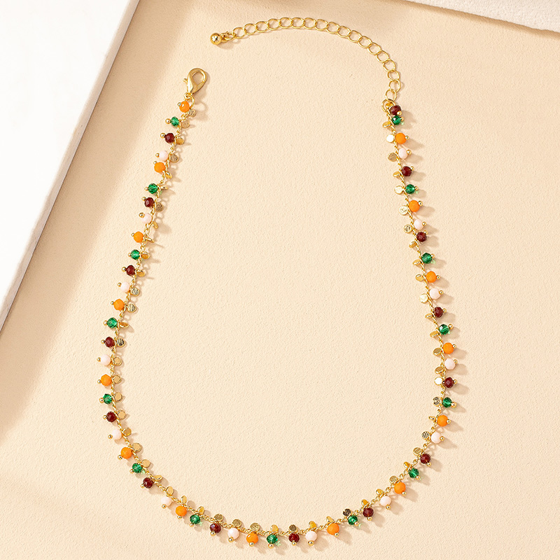 Vintage Style Geometric Color Block Alloy Beaded Plating Women's Necklace display picture 5