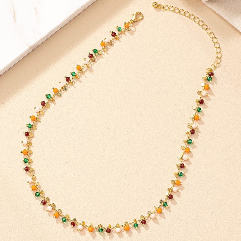 Vintage Style Geometric Color Block Alloy Beaded Plating Women's Necklace display picture 3