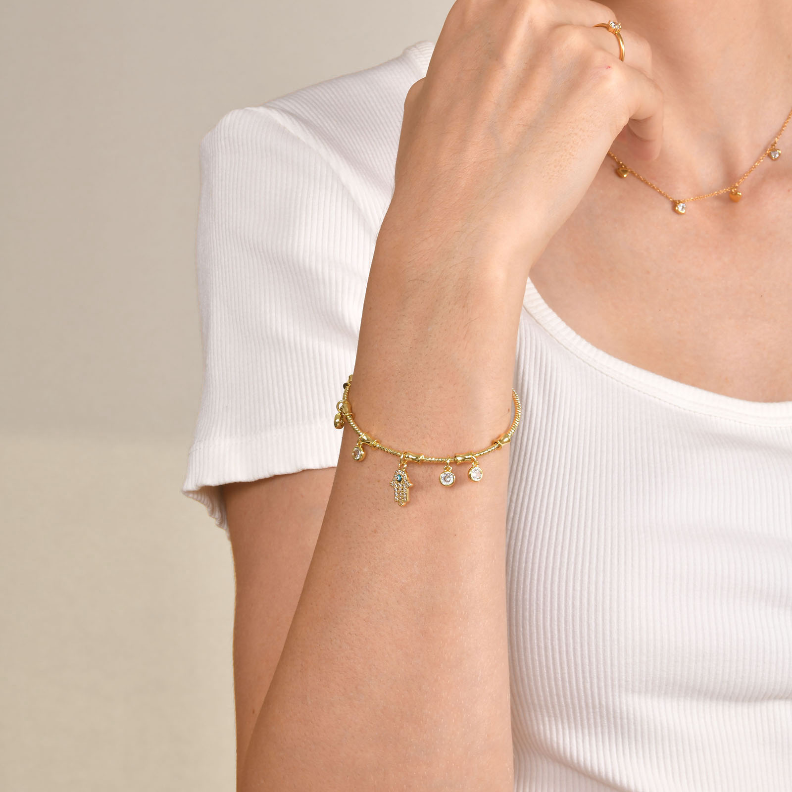 Kupfer Vergoldet Einfacher Stil Römischer Stil Überzug Herzform Diamant Armbänder display picture 9