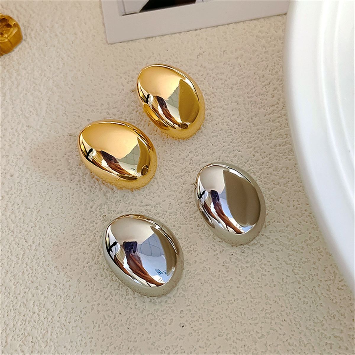 1 Pair Basic Classic Style Geometric Plating Alloy 14k Gold Plated Silver Plated Ear Studs display picture 1