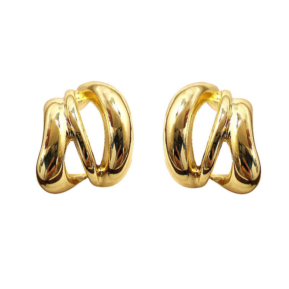 1 Pair Simple Style Geometric Alloy 14k Gold Plated Silver Plated Ear Studs display picture 5