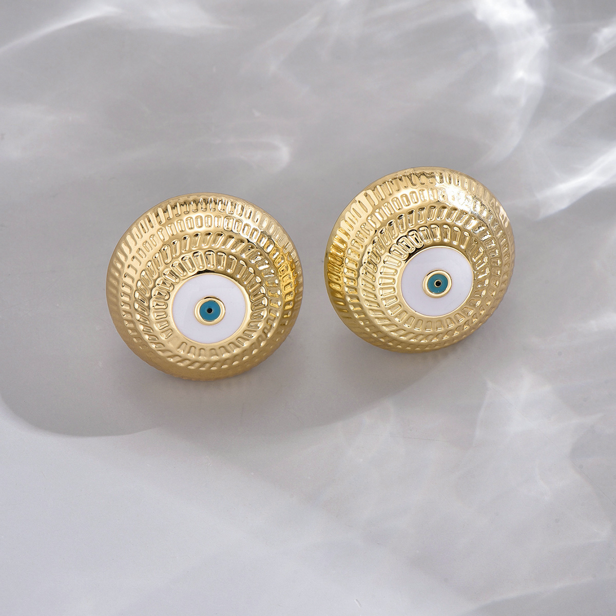 1 Pair Retro Simple Style Human Round Eye Plating Inlay Alloy Rhinestones Ear Studs display picture 9
