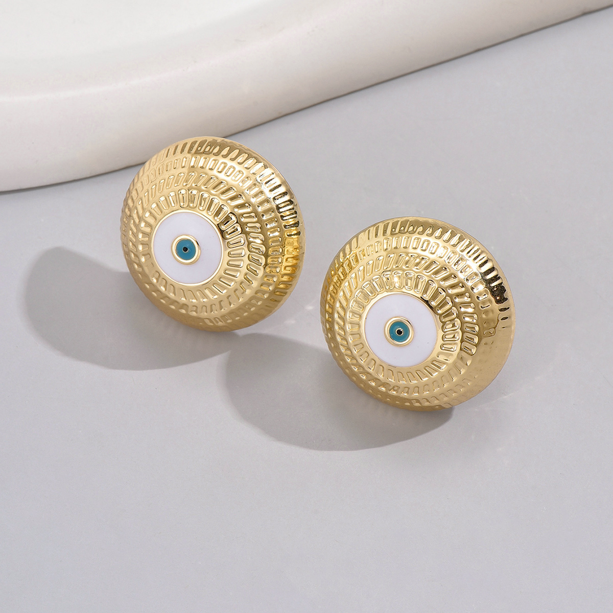 1 Pair Retro Simple Style Human Round Eye Plating Inlay Alloy Rhinestones Ear Studs display picture 12