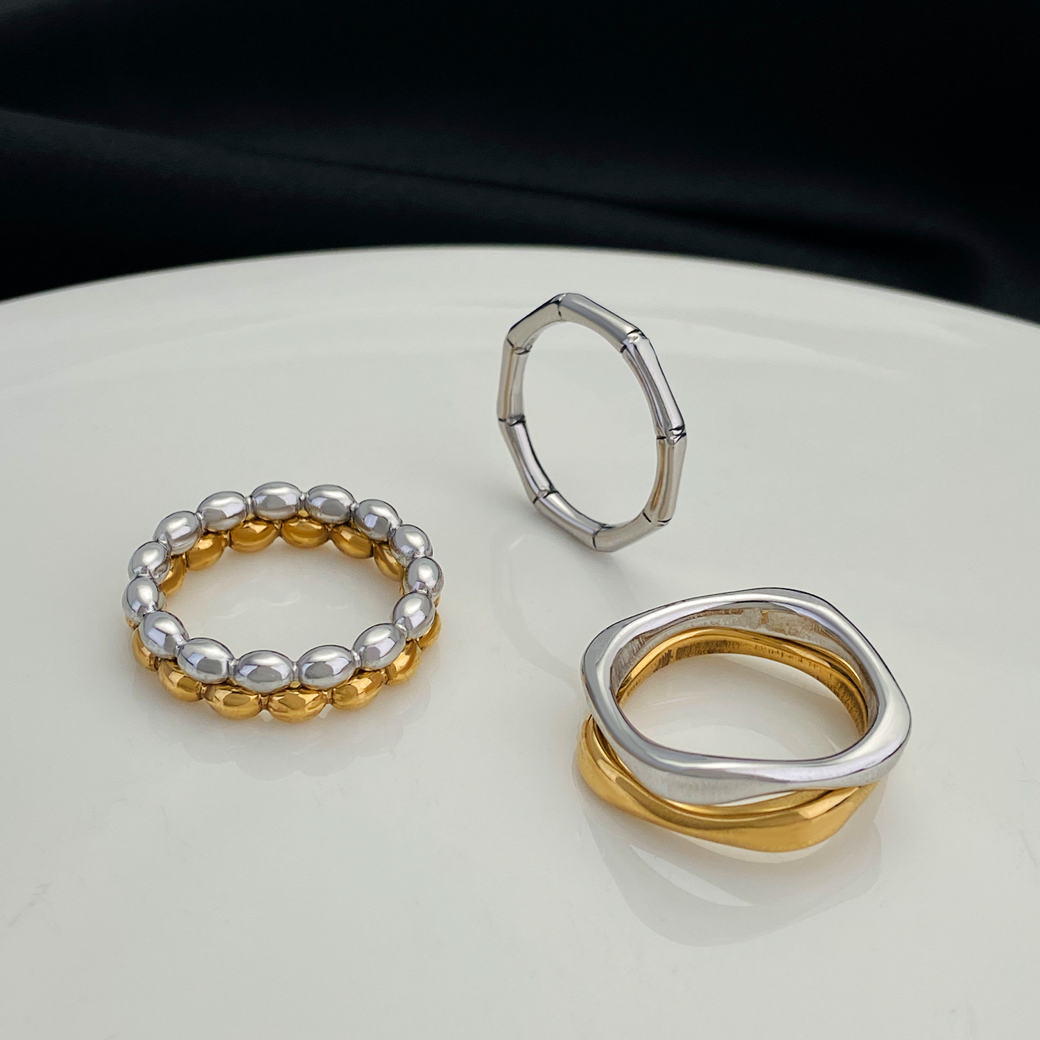 Simple Style Solid Color Stainless Steel Plating Rings display picture 3