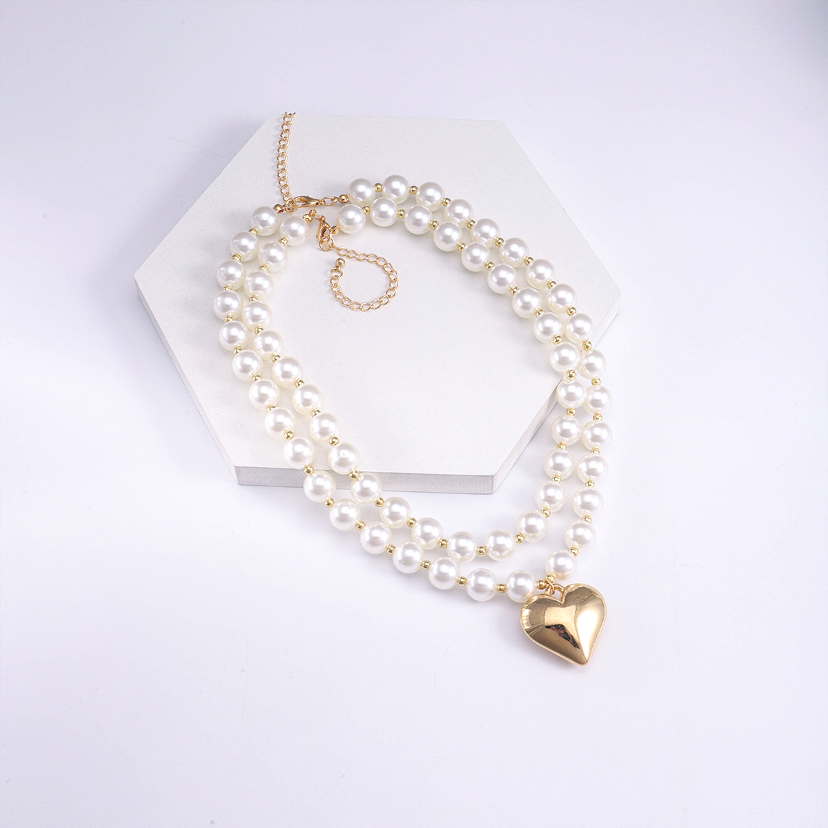 Elegant Cute Heart Shape Artificial Pearl Alloy Plastic Wholesale Double Layer Necklaces display picture 2