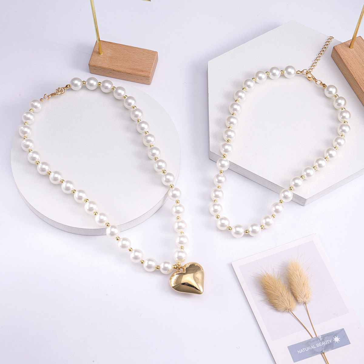 Elegant Cute Heart Shape Artificial Pearl Alloy Plastic Wholesale Double Layer Necklaces display picture 4