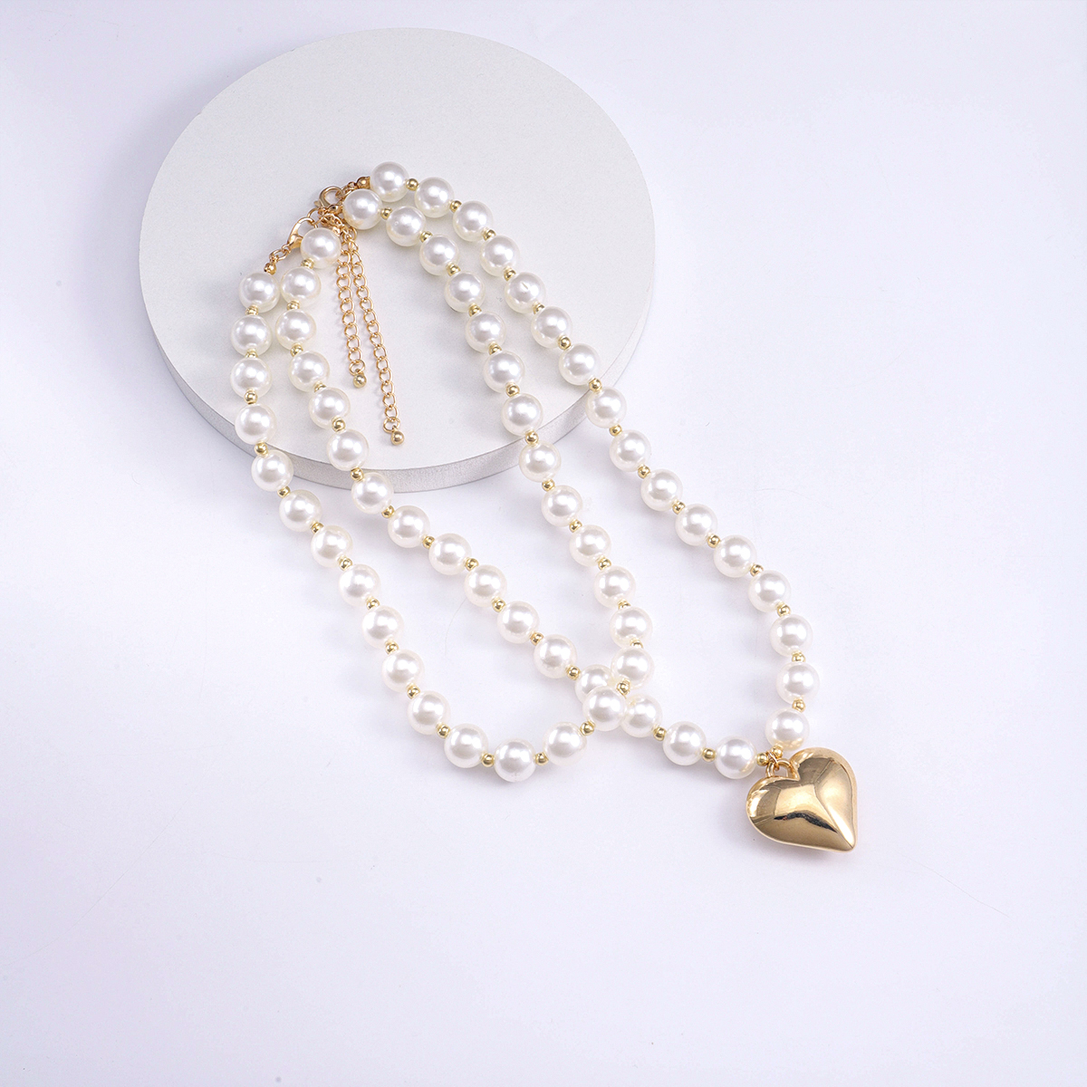 Elegant Cute Heart Shape Artificial Pearl Alloy Plastic Wholesale Double Layer Necklaces display picture 3