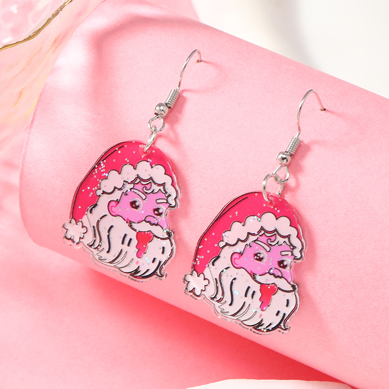 1 Pair Cute Christmas Tree Santa Claus Heart Shape Arylic Ear Hook display picture 11