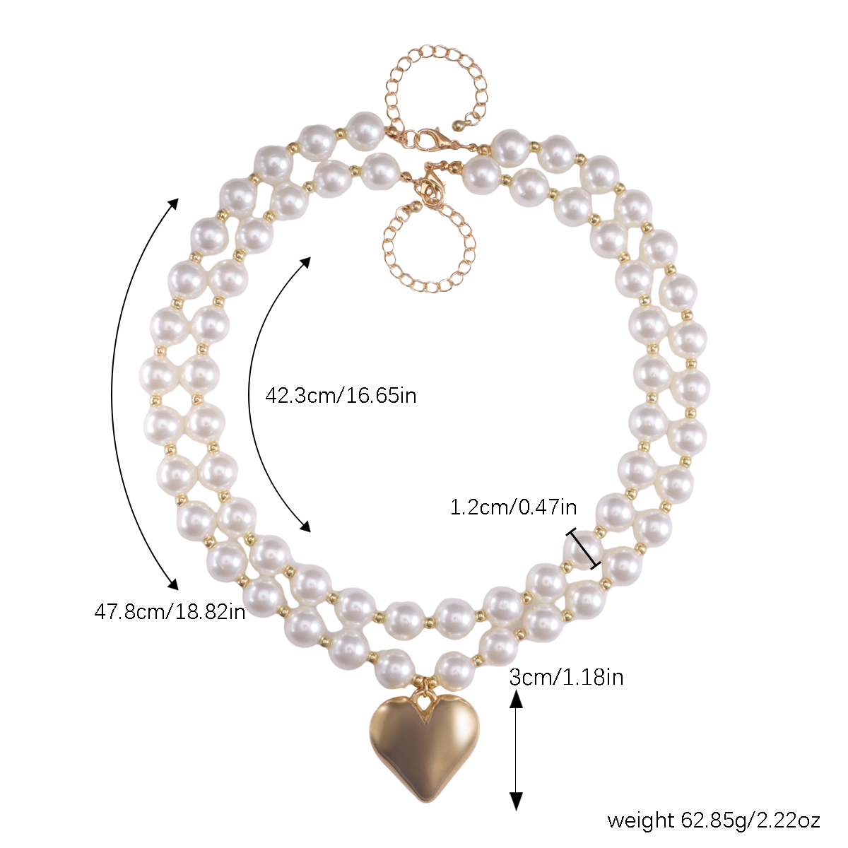 Elegant Cute Heart Shape Artificial Pearl Alloy Plastic Wholesale Double Layer Necklaces display picture 1