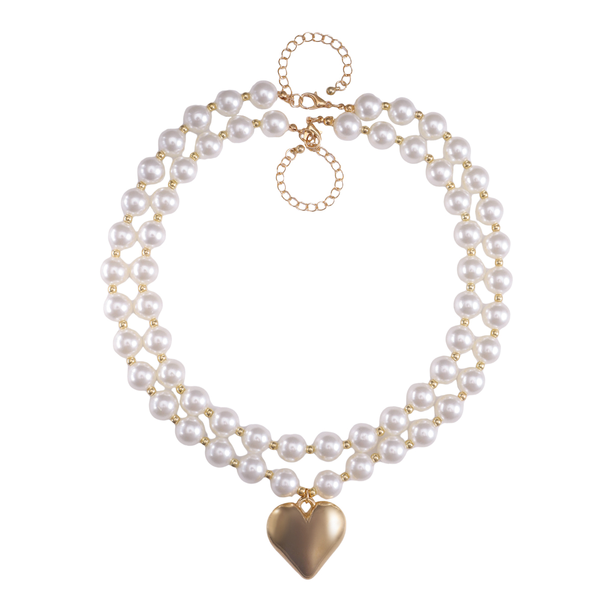 Elegant Cute Heart Shape Artificial Pearl Alloy Plastic Wholesale Double Layer Necklaces display picture 7