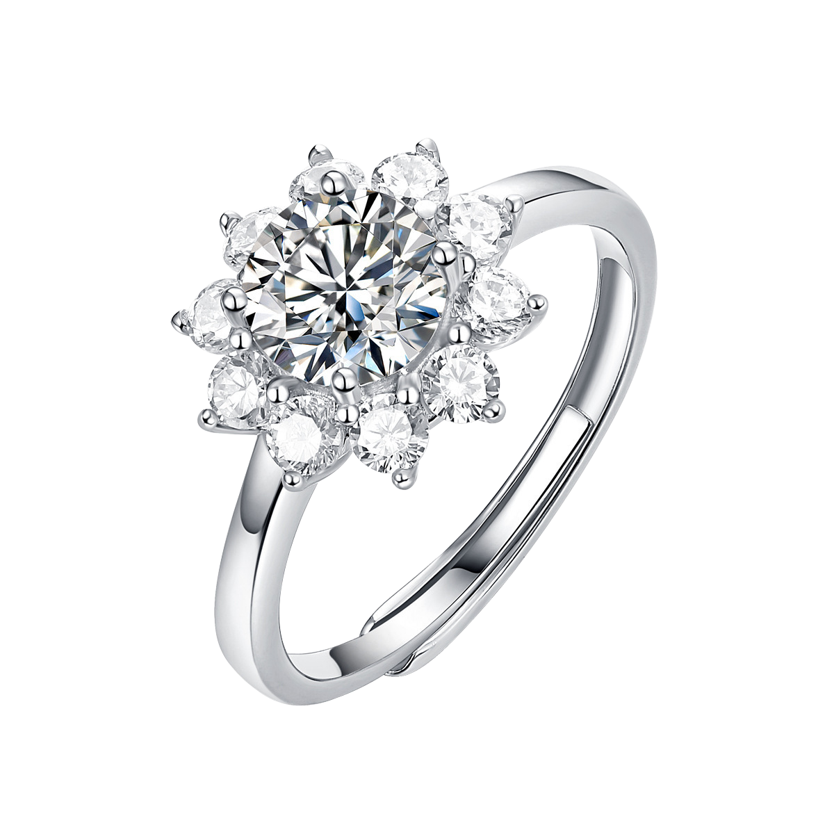 Élégant Style Classique Fleur Argent Sterling Gra Placage Incruster Moissanite Plaqué Or 18k Anneaux display picture 2