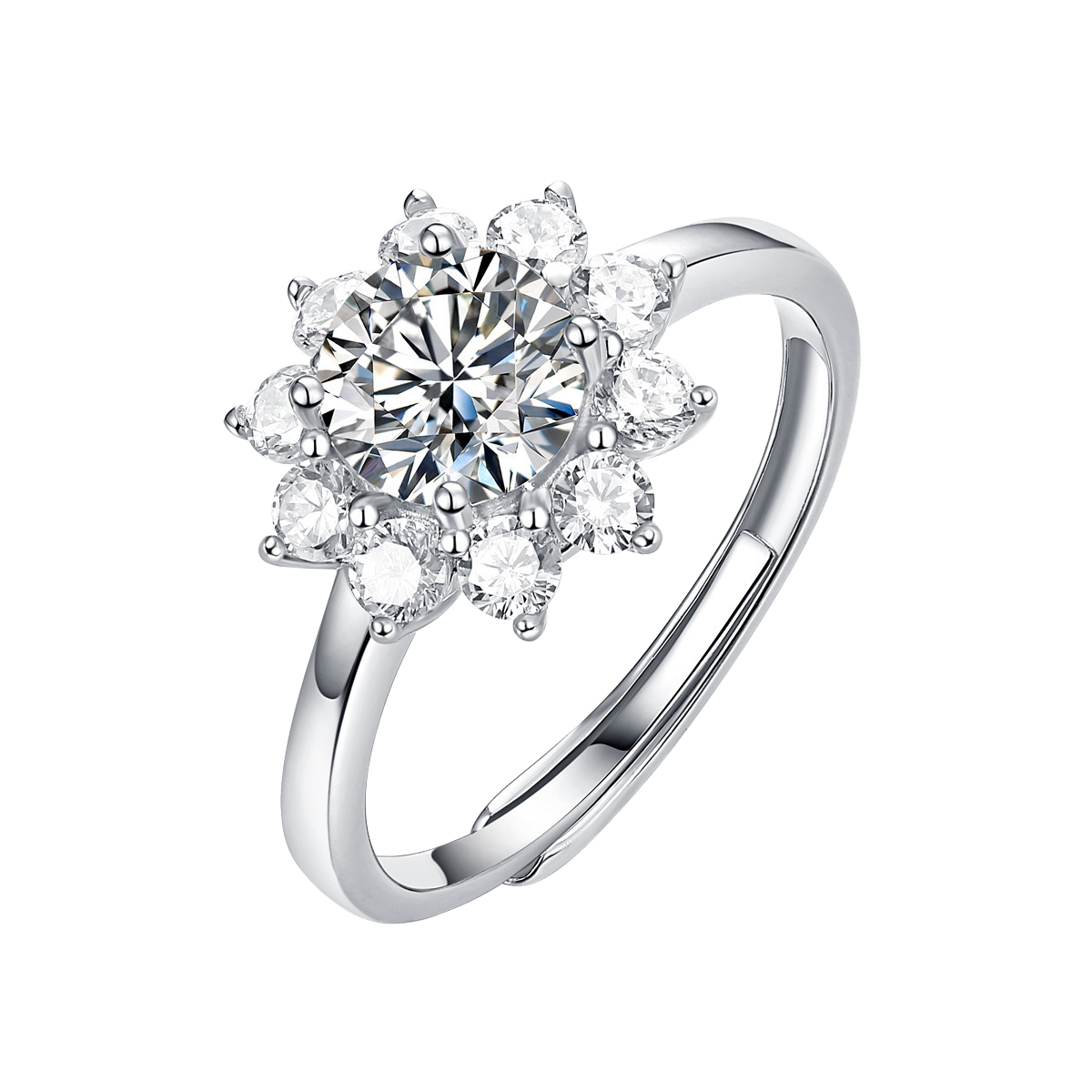 Elegant Classic Style Flower Sterling Silver Gra Plating Inlay Moissanite 18k Gold Plated Rings display picture 2