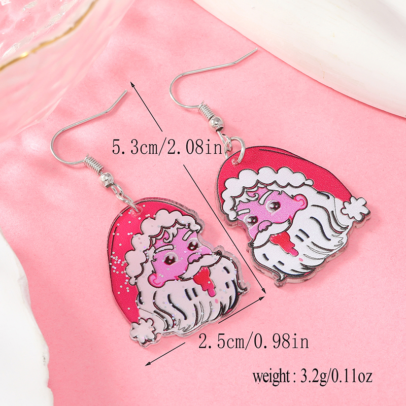 1 Pair Cute Christmas Tree Santa Claus Heart Shape Arylic Ear Hook display picture 12