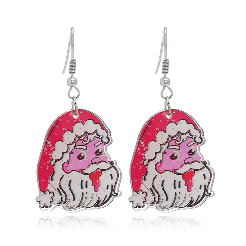 1 Pair Cute Christmas Tree Santa Claus Heart Shape Arylic Ear Hook display picture 13