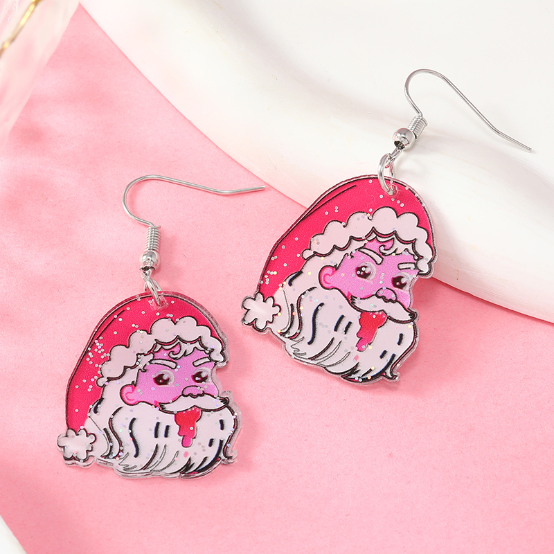 1 Pair Cute Christmas Tree Santa Claus Heart Shape Arylic Ear Hook display picture 14
