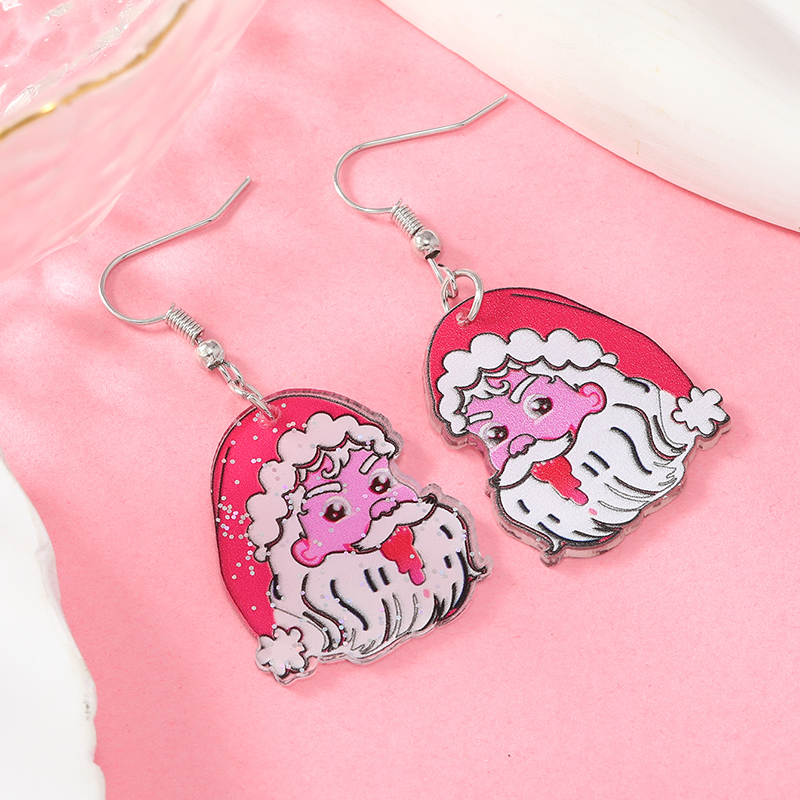 1 Pair Cute Christmas Tree Santa Claus Heart Shape Arylic Ear Hook display picture 15