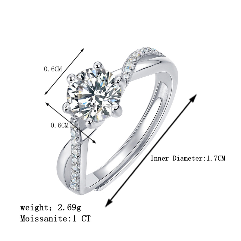 Wedding Formal Classic Style Solid Color Sterling Silver Gra Inlay Moissanite 18k Gold Plated Rings display picture 5