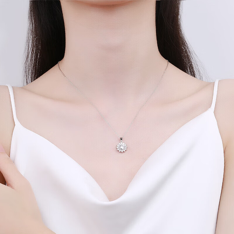 Elegant Luxurious Solid Color Sterling Silver Gra Plating Inlay Moissanite 18k Gold Plated Pendant Necklace display picture 2