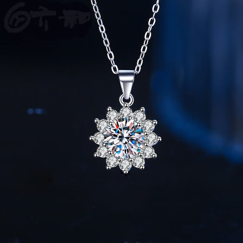 Elegant Luxurious Solid Color Sterling Silver Gra Plating Inlay Moissanite 18k Gold Plated Pendant Necklace display picture 1