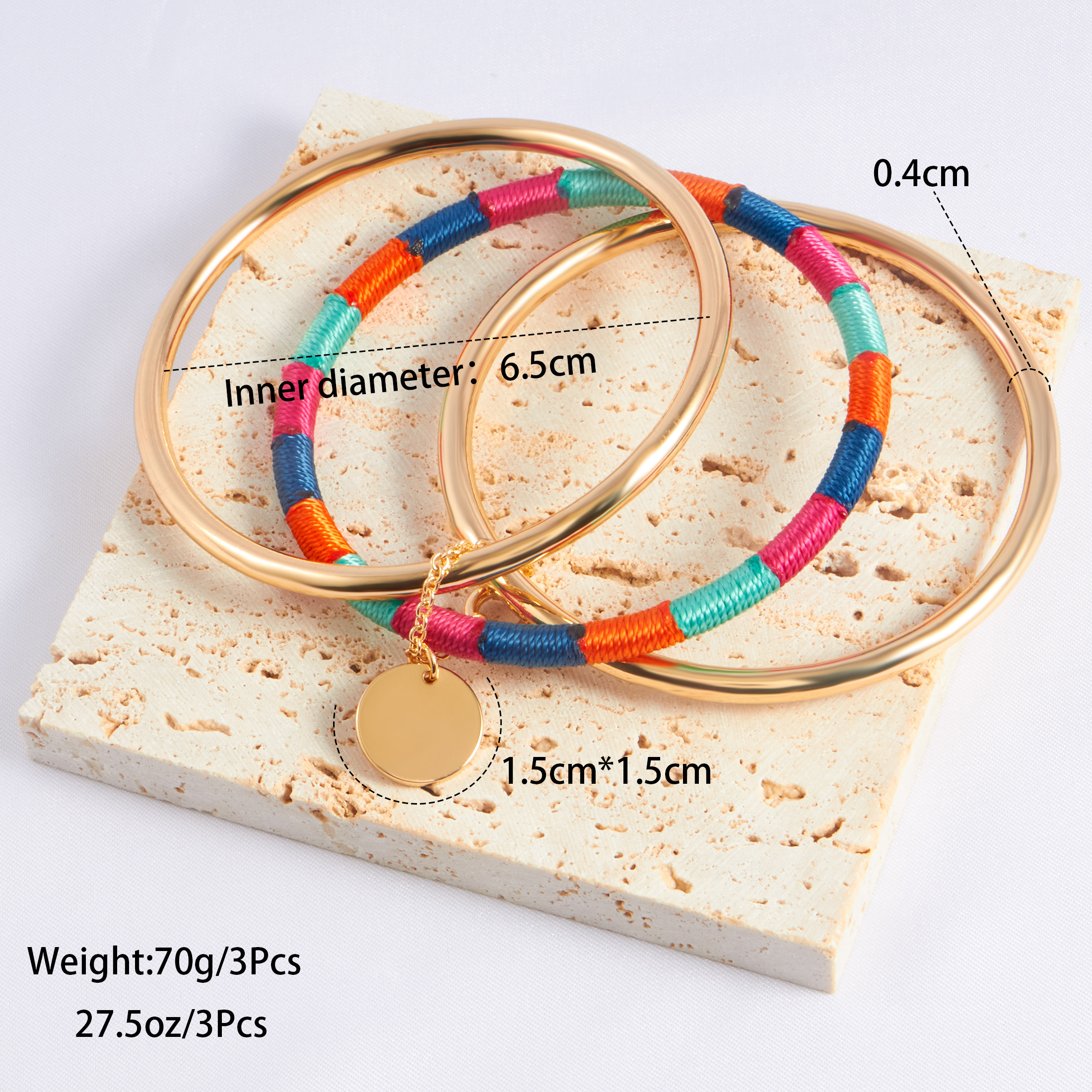 Wholesale Jewelry Casual Round Iron 18K Gold Plated Plating Bangle display picture 1