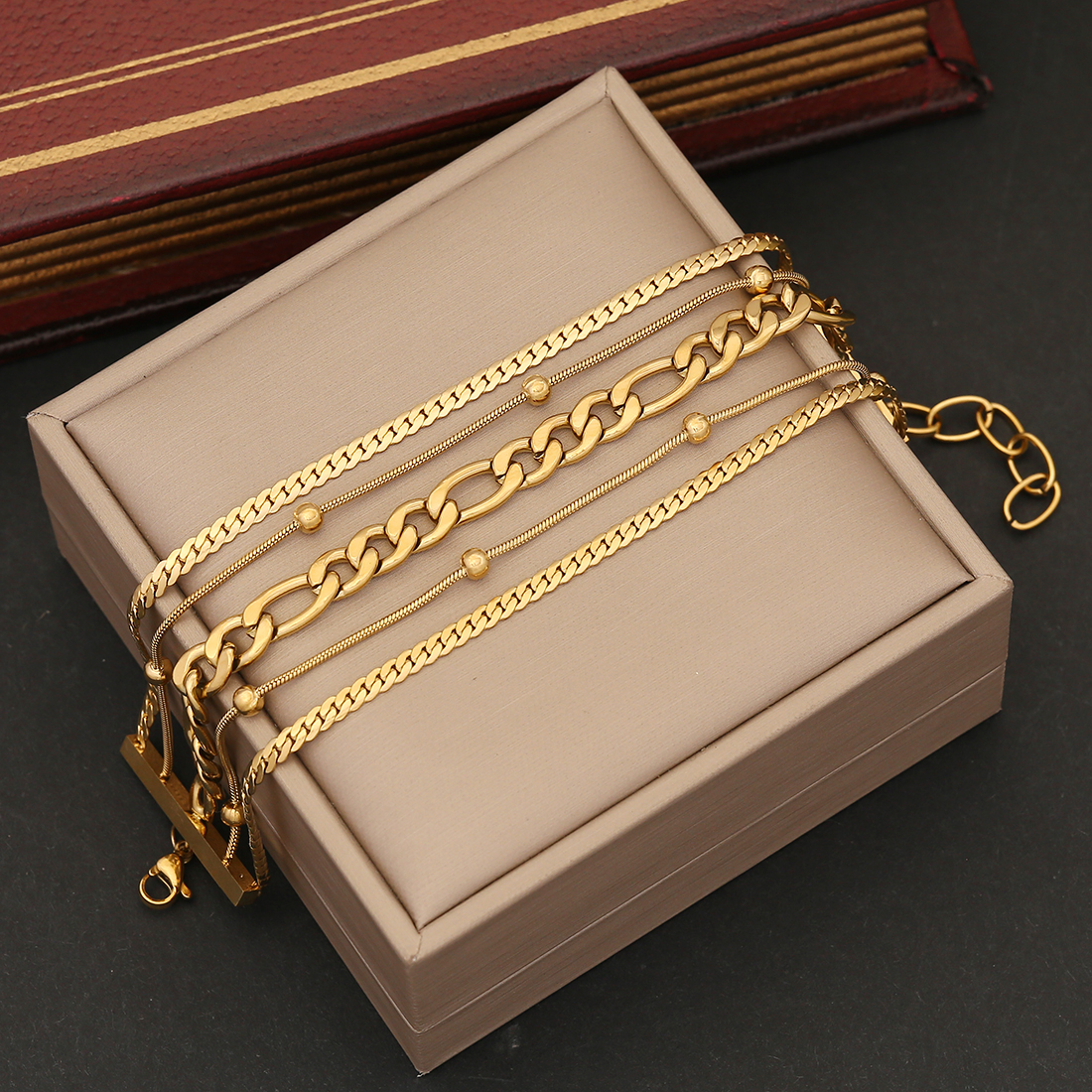 Simple Style Geometric Stainless Steel 18K Gold Plated Bracelets In Bulk display picture 6
