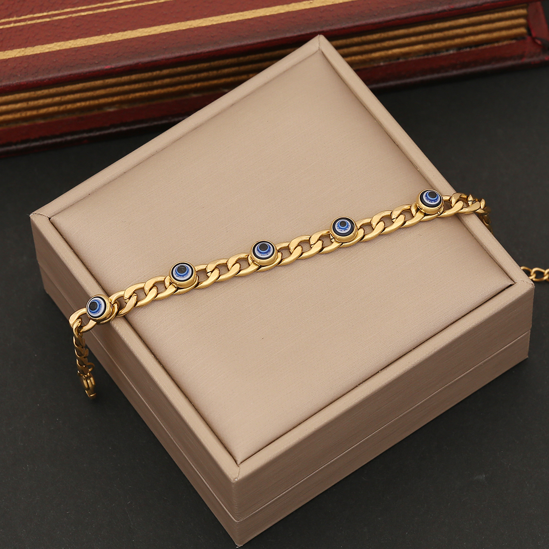 Stainless Steel 18K Gold Plated Elegant Streetwear Plating Cross Eye Zircon Bracelets Earrings Necklace display picture 6