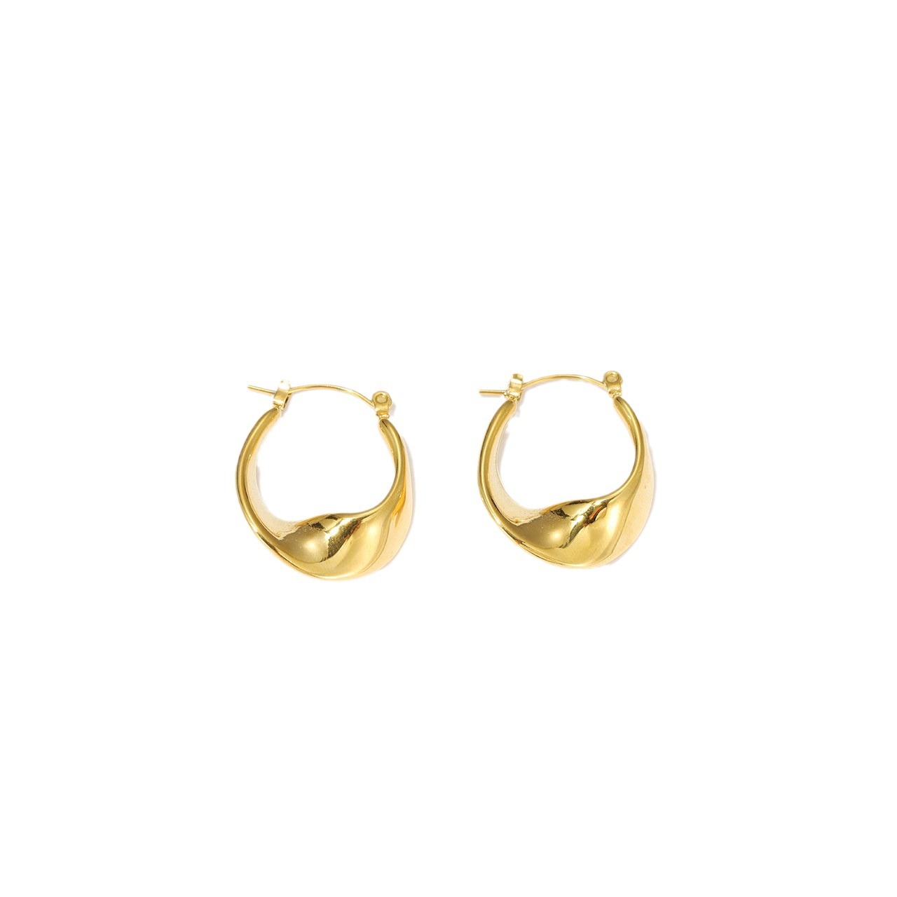 1 Pair Casual Vintage Style Solid Color Plating Stainless Steel Gold Plated Earrings display picture 3